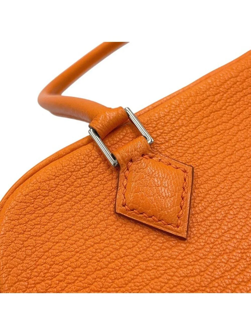 Hermes Handbag Plume Mini Orange Silver Chevre Mysore Bag